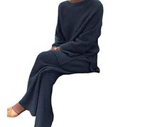 Womens Tracksuit Set Ladies 2 Piece Outfit Loungewear Set with Drawstring Plus Size Leisure Suits Long Sleeve Top and Jogging Pants for Girls Workout (Color : Blue A, Size : XL)