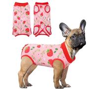 SAWMONG Recovery Suit for Dogs After Surgery, Dog Recovery Suit Dog Spay Surgical Suit for Female Dogs, Dog Onesie Body Suit for Surgery Male Substitute Dog E-Collar (Strawberry,XXL)