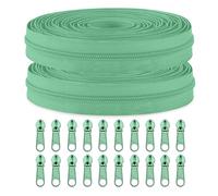 Sawoake 10 Yards Bulk #5 DarkSeaGreen Nylon Coil Zipper with 20 PCS Sliders, Replacement Sewing Zipper for DIY Crafts, Bags, Apparel, Home Decor