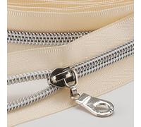 Sawoake 10 Yards Bulk #5 Nylon Coil Zipper With Silver Teeth, Beige, 10 Sliders for DIY Sewing Craft Bags