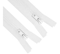 Sawoake 2PCS #5 14 Inch Separating Jacket Zippers for Sewing Coats Jacket Zipper White Molded Plastic Zippers Bulk Tailor DIY Sewing Tools for Garment/Bags/Home Textile