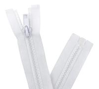 Sawoake 2PCS #5 22 Inch Separating Jacket Zippers for Sewing Coats Jacket Zipper White Molded Plastic Zippers Bulk Tailor DIY Sewing Tools for Garment/Bags/Home Textile