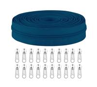 Sawoake #3 Nylon Coil Zippers by The Yard Bulk 10 Yards with 20pcs Zipper Sliders for DIY Sewing Tailor Craft Bag Garment Home Textile…(Deepblue)