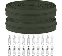 Sawoake #3 Nylon Coil Zippers by The Yard Bulk 10 Yards with 20pcs Zipper Sliders for DIY Sewing Tailor Craft Bag Garment Home Textile?#3 DarkGreen?