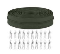 Sawoake #3 Nylon Coil Zippers by The Yard Bulk 10 Yards with 20pcs Zipper Sliders for DIY Sewing Tailor Craft Bag Garment Home Textile…(DarkGreen)