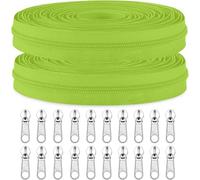 Sawoake #3 Nylon Coil Zippers by The Yard Bulk 10 Yards with 20pcs Zipper Sliders for DIY Sewing Tailor Craft Bag Garment Home Textile?#3 YellowGreen?