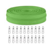 Sawoake #5 Nylon Coil Zippers by The Yard Bulk 10 Yards with 20pcs Zipper Sliders for DIY Sewing Tailor Craft Bag Garment Home Textile…(GrassGreen)