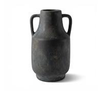 Sawoake Farmhouse Vase with Handles, 11 Inch Large Black gray Terracotta Pot, Rustic Ceramic Floor Vase for Dried Branches & Florals, Neutral Centerpiece for Living Room, Entryway, Coffee Shop DecorG