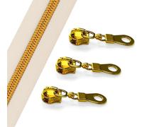 Sawoake Nylon Coil Zipper 10 Yards Bulk, #5 Beige with Gold Teeth, Includes 10PCS Sliders for DIY Sewing, Crafts, Bags, Apparel Repair (#5 Gold Beige)