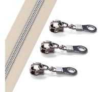 Sawoake Nylon Coil Zipper 10 Yards Bulk, #5 Beige with Silver Teeth, Includes 10PCS Sliders for DIY Sewing, Crafts, Bags, Apparel Repair (#5 Silver Beige)