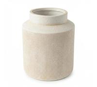 Sawoake Rustic Terracotta Flower Vase, 7.5 Inch Aged Off-White Ceramic Pot for Dried Arrangements, Farmhouse Boho Centerpiece for Living Room, Entryway, Airbnb & Shelf Decor