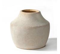 Sawoake Rustic Vintage Off-WhiteTerracotta Pot, 5.3 Inch Aged Ceramic Vase for Dried/Fresh Flowers, Handcrafted Round Planter for Farmhouse, Boho Home Decor, Living Room, Entryway, Airbnb Styling