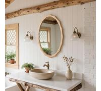 sawsile Oval Wood Mirror,Rustic 20x30 Inch Bamboo Farmhouse Decorative Vanity Natural Mirrors for Bedroom, Bathroom, Living Room,or Entryway