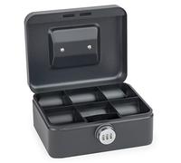 Sax Cash Box with Combination Lock, Extra Strong Lock, 20 x 16 x 9 cm, Medium, Black, 0-822-19