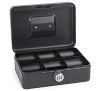 SAX Cash Box with Combination Lock, Extra Strong Lock, 25 x 18 x 9 cm, Large, Black Safety Cash Box