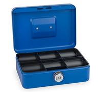 Sax Cash Box with Combination Lock, Extra Strong Lock, 25 x 18 x 9 cm, Large, Blue, 0-823-14