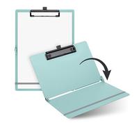 SAX Folding Clipboard Aqua Clipboard A4 to A5 Portrait and Landscape Format Ideal for Travel and Business Holds 30 Sheets Includes Elastic Closure Band and Pen Loop Durable & Shockproof