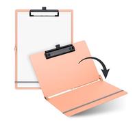 SAX Folding Clipboard Grapefruit Clipboard A4 to A5 Portrait and Landscape Format Ideal for Travel and Business Holds 30 Sheets Includes Elastic Closure Band and Pen Loop Durable & Shockproof