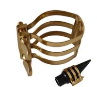 Sax Ligature - Gold Double Screw Alto Sax Mouthpiece Ligature - Multi-Functional Portable Saxophone Clip Practicing Accessories for Saxophonists, Music Lovers