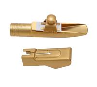 Sax Mouthpiece Bb Tenor Saxophone Replacement Brass Frosted Gold Plated with Cap Rich Tone Quality Bright and Focused Sound Multifunctional for Beginners Advanced Players