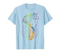 Sax Player Saxophonist Music Notes Jazz Saxophone T-Shirt, Men, Baby Blue, Large