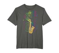 Sax Player Saxophonist Music Notes Jazz Saxophone T-Shirt, Men's Big and Tall, Asphalt Grey, 2X Tall