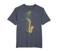 Sax Player Saxophonist Music Notes Jazz Saxophone T-Shirt, Men's Big and Tall, Heather Blue, 4X Tall