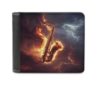 Sax Special-Effects Bifold Wallet PU Leather Credit Card Holder Wallets Slim Front Pocket Money Clip