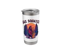 Sax Squatch Bigfoot Saxophone Sunset Woods Pun Fun Stainless Steel Insulated Tumbler