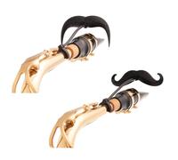 Sax-stache 2.0 - [2-Pack] Clip-on Mustache for Tenor or Bari Saxophone, XL and Handlebar Combo Version, by Brasstache