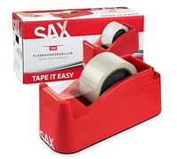 Sax Tape it Easy one-Handed Adhesive Tape Dispenser, Extra Heavy, Parcel Tape Dispenser with Pen Holder Function, Easy one-Handed unrolling, Blade Durable, for 1 x 50 mm Tape or 2 x 25 mm Tape