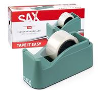 SAX Tape It Easy XXL One Hand Tape Dispenser Extra Heavy Duty Parcel Tape Dispenser with Pin Holder Function, Non-Slip, Sage Green