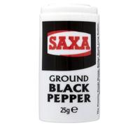 Saxa Ground Black Pepper 25G (Pack of 12 x 25g)