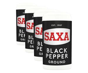 Saxa Ground Black Pepper Simply Unlocks Flavour, 25 g Shaker (Pack of 4)