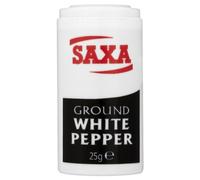 Saxa Ground White Pepper 25g (Pack of 12 x 25g)