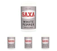 Saxa Ground White Pepper, Simply Unlocks Flavour, 25 g Shaker (Pack of 4)