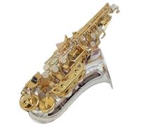 Saxaphone Adult Professional Curved Soprano Saxophone White Copper Gold Key Sax Musical Instrument (Color : Ordinary bag)