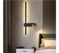SAXAYWWD Wall Sconces LED Rotating Spotlights Bedside Lamp Reading Light Strip Wall Lights(Color:Black 2 Left)