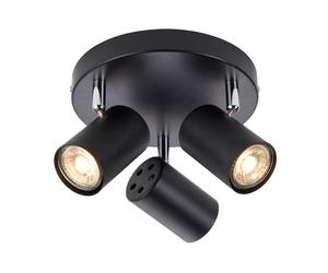 Saxby 101334 Arezzo 3lt round spotlight black 7W Matt black paint 3 x 7W LED GU10 (Required)