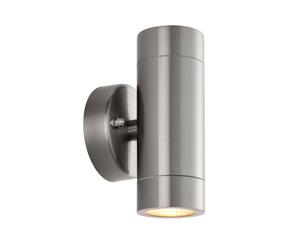 Saxby 101350 Palin 2lt wall marine grade IP65 7W Brushed stainless steel & clear glass 2 x 7W LED GU10 (Required)