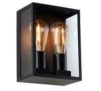 Saxby 118838 Breton 10W IP44 E27 Twin Wall Light Dimmable - Matt Black (Lamp Not Included)