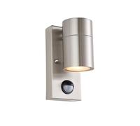 Saxby 121027 Scope GU10 IP65 Fixed Single Wall Light with PIR & Photocell - Stainless Steel (Lamp Not Included)