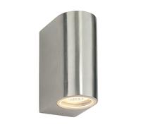 Saxby Doron 35W Twin Brushed Die Cast Aluminium IP44 Outdoor Garden Up Down Wall Light