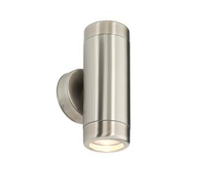 Saxby 14015 Atlantis Stainless Steel IP65 2x35W GU10 Dimmable Wall Light