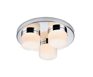 Saxby 34200 Pure Chrome IP44 3x28W G9 Dimmable Round Ceiling Light