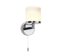 Saxby 39608 Lipco Chrome & matt opal IP44 28W Non-Dimmable Wall Light