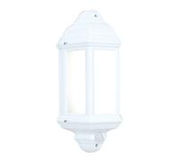 Saxby 54554 Halbury PIR Matt White IP44 7W 500lm 4000K Wall Lantern