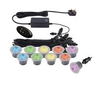 Saxby 59138 IkonPRO Stainless Steel IP67 10x1.5W RGB Dimmer included LED Decking Lights