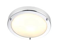Saxby 59850 Portico Chrome & frosted glass IP44 40W Non-Dimmable Ceiling Light