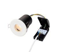 Saxby 61061 50W shieldPLUS MV IP65 Recessed Fixed Fire Rated Downlight GU10 Ceiling Spotlight - Matt White